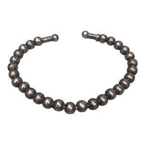 Vintage Mexico Ball Bead Sterling Silver 925 Beaded Bracelet Cuff 7.5" Modernist